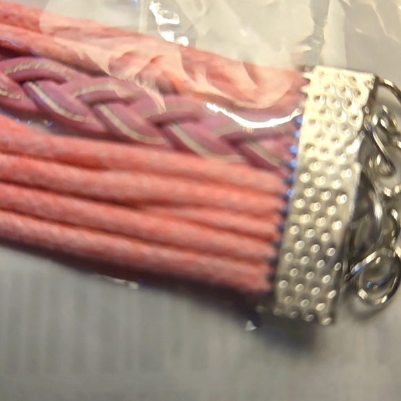 Cupid's Arrow Pearl Rope Multi-Layer Heart Bracelet Pink and Silver Retro Style - Picture 5 of 6